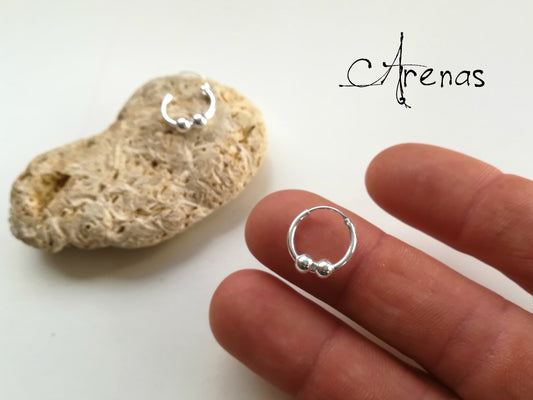 Aros de Plata con bola - Argollas de Plata 14mm - ArenasJewelry