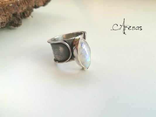 Anillo Piedra Luna Plata 925 Hecho a Mano nº19 (8 3/4US) - ArenasJewelry