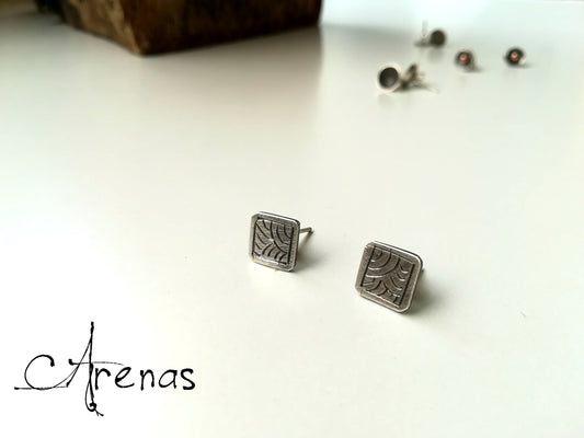 Pendientes Plata Vieja de Botón - Topitos de Plata - ArenasJewelry