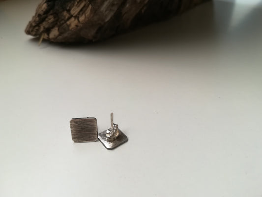 Pendientes Cuadrados Plata Vieja - ArenasJewelry